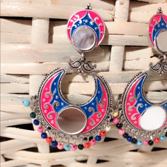 Boho Style Multicolor Tibetan Silver Earrings - Picture 6 of 8